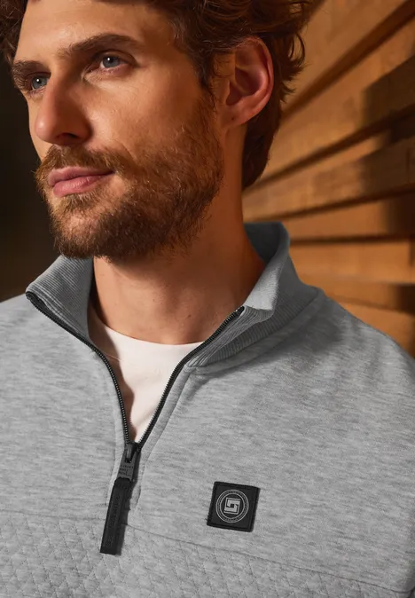 Troyer Strukturpullover warm grey melange