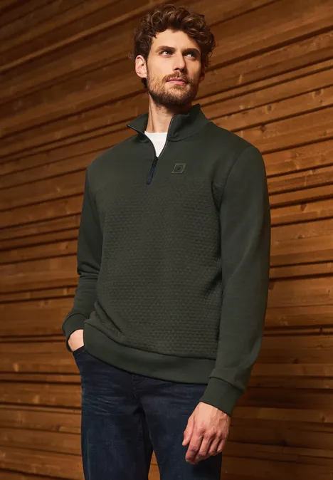 Troyer Strukturpullover dark olive green