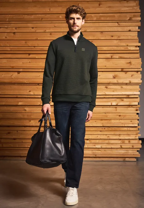 Troyer Strukturpullover dark olive green