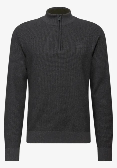 Troyer Strukturpullover anthra grey melange