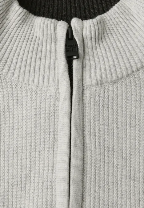 Troyer Strukturpullover frost grey melange