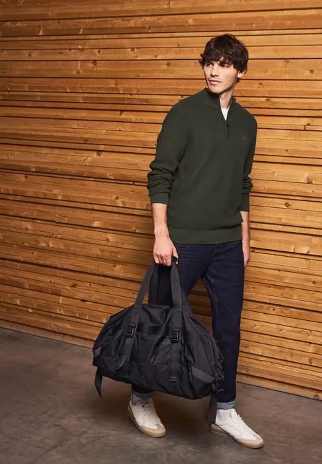 Troyer Strukturpullover dark olive green