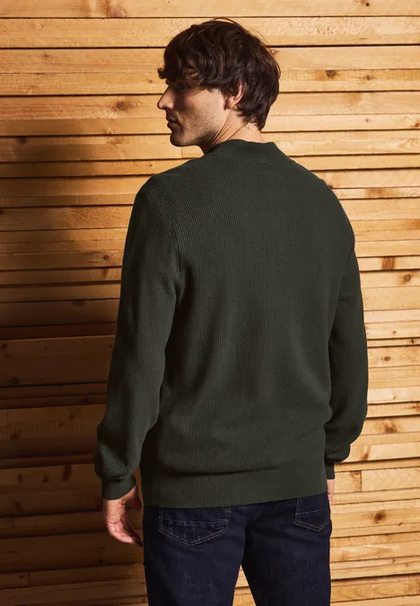 Troyer Strukturpullover dark olive green