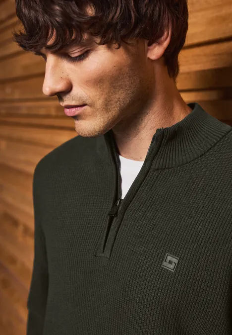 Troyer Strukturpullover dark olive green