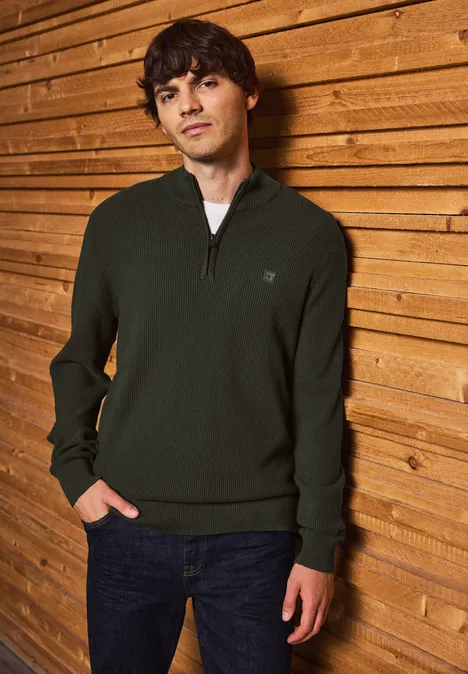 Troyer Strukturpullover dark olive green