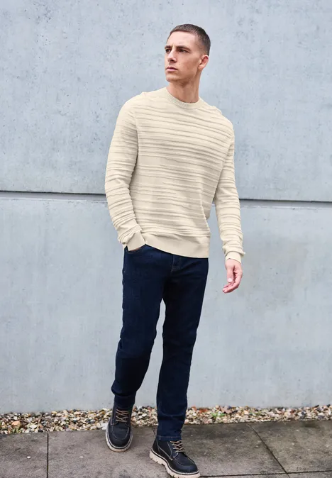 Strukturstreifen Pullover tender beige melange