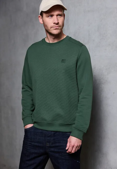 Gestructureerde trui met ronde hals soft olive green