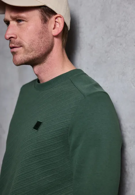 Gestructureerde trui met ronde hals soft olive green