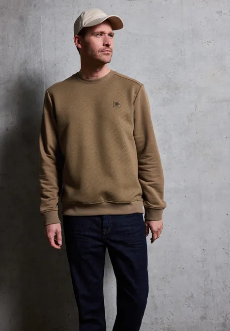 Crewneck Strukturpullover barista brown