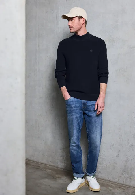 Trui met opstaande kraag nightside blue