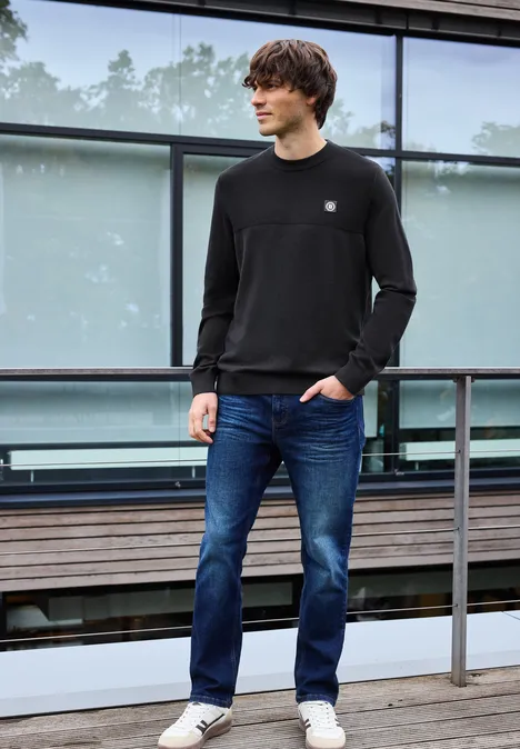 Strukturmix Pullover Black