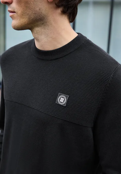 Strukturmix Pullover Black