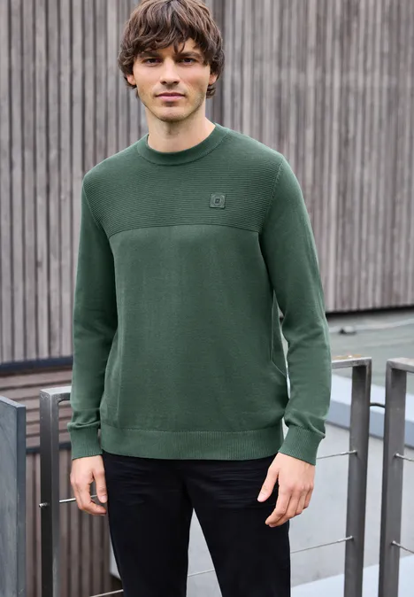 Strukturmix Pullover soft olive green