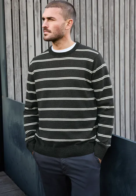 Pull basique rayé anthra grey melange