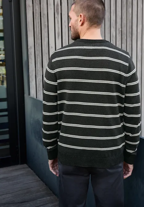 Pull basique rayé anthra grey melange