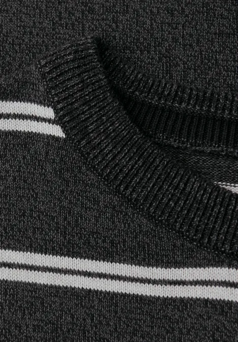 Pull basique rayé anthra grey melange