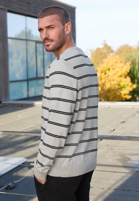 Pull basique rayé bright white