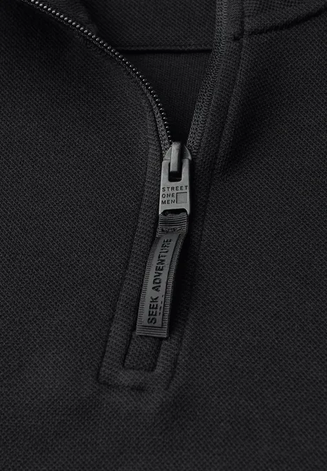 Sweat-shirt à col roulé piqué Black