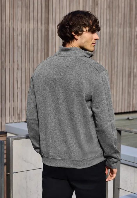 Piqué Troyer Sweatshirt metal grey melange