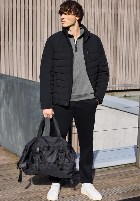 Piqué Troyer Sweatshirt metal grey melange