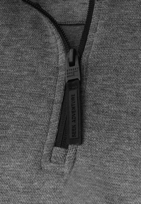 Piqué Troyer Sweatshirt metal grey melange