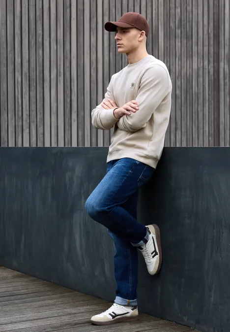 Sweatshirt met 3D-structuur granite beige Sweatshirt met 3D-structuur granite beige