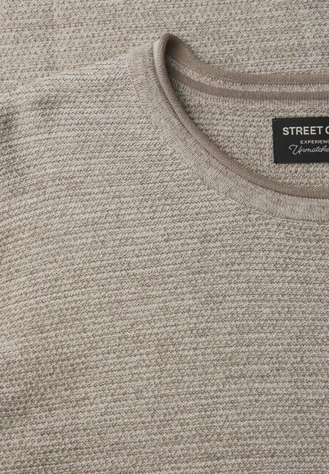 Crewneck Strukturpullover granite beige