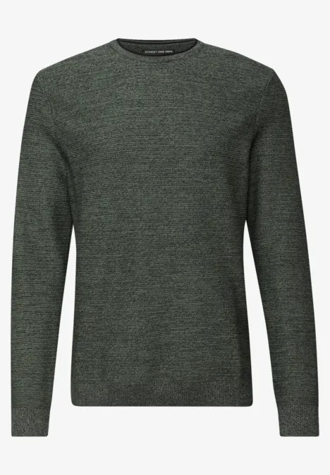 Pull à col ras du cou structuré timeless green