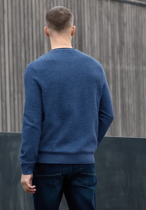 Gestructureerde trui met ronde hals authentic blue Gestructureerde trui met ronde hals authentic blue