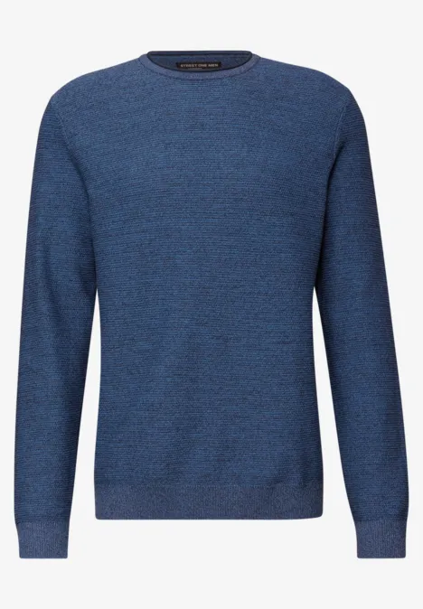 Gestructureerde trui met ronde hals authentic blue Gestructureerde trui met ronde hals authentic blue