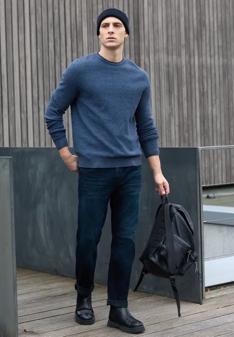 Gestructureerde trui met ronde hals authentic blue Gestructureerde trui met ronde hals authentic blue