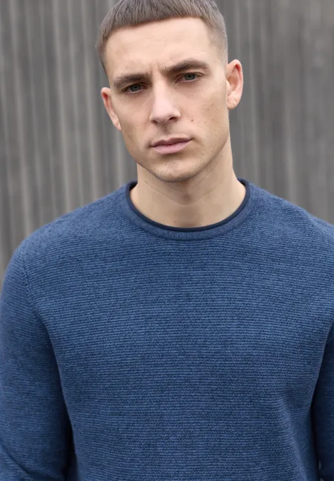 Gestructureerde trui met ronde hals authentic blue Gestructureerde trui met ronde hals authentic blue