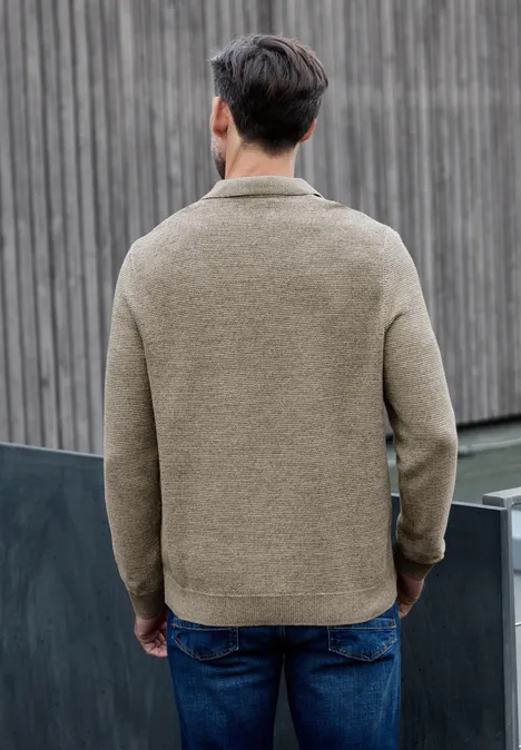 Sweter strukturalny polo granite beige
