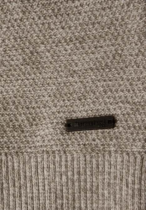 Sweter strukturalny polo granite beige