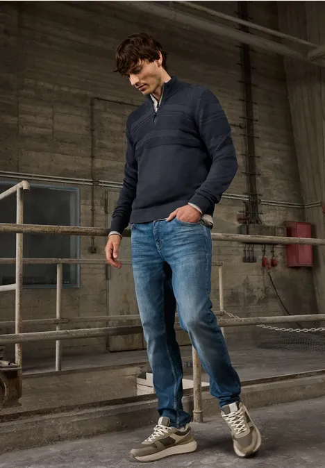 Strukturstreifen Pullover nocturnal blue