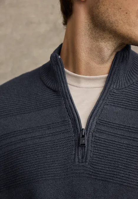 Strukturstreifen Pullover nocturnal blue