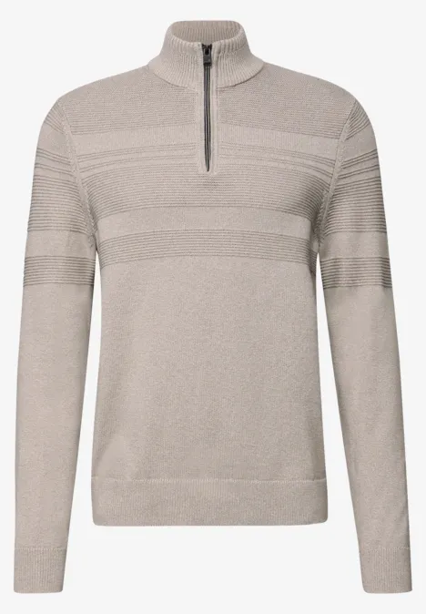 Strukturstreifen Pullover granite beige