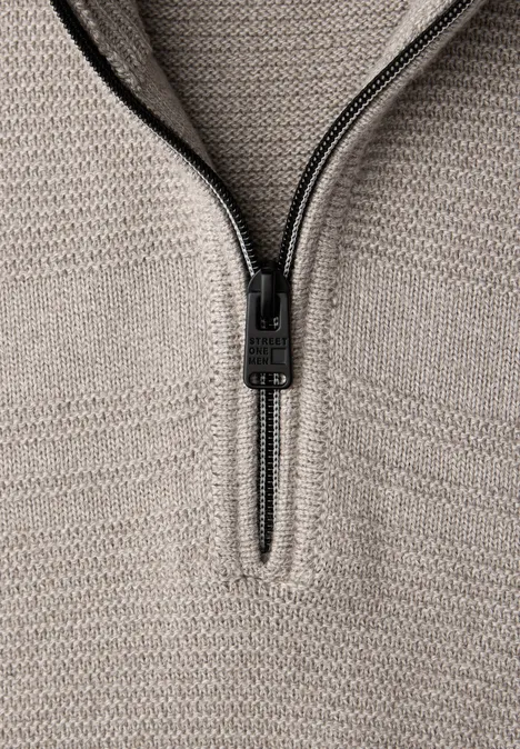 Sweter ze strukturalnym paskiem granite beige