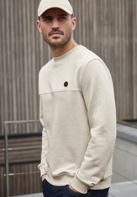 Strukturmix Melange Pullover granite beige