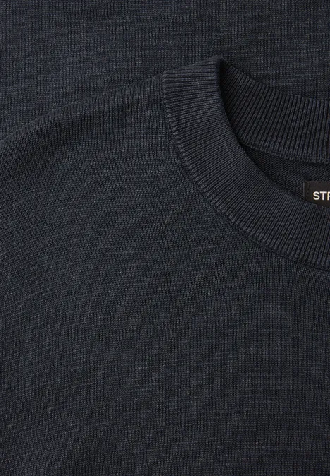 Trui met gewassen look dark ink blue