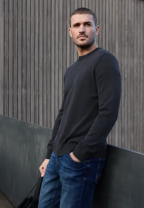 Trui met gewassen look dark ink blue