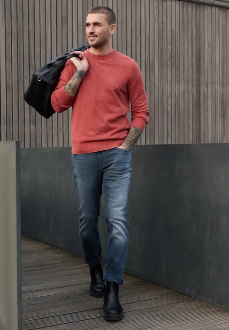 Sweter w stylu washed-look dull coral