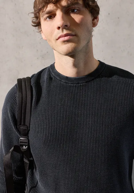 Washed-Look Pullover dark ink blue