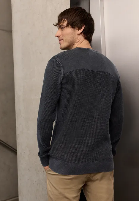 Washed-Look Pullover dark ink blue