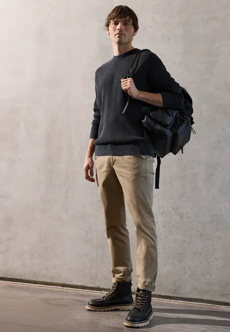 Washed-Look Pullover dark ink blue