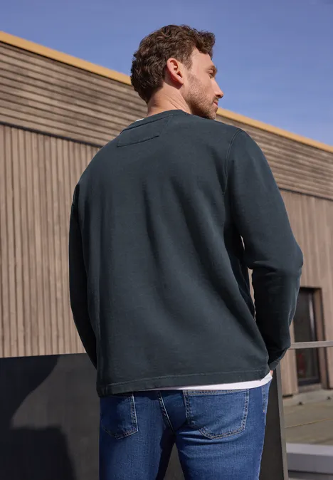 Bluza z Okrągłym dekoltem z miękkiego materiału dark ink blue