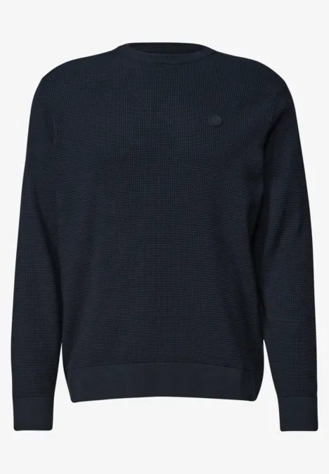 Pullover mit Rundhals und Schulterdetail dark basic blue Einfacher dunkelblauer Pullover mit Rundhalsausschnitt und langem Arm.