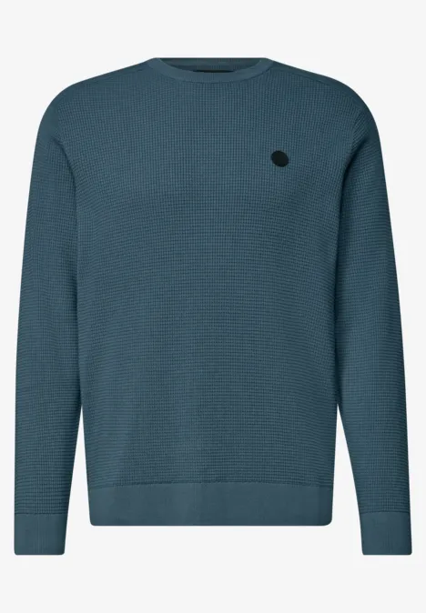 Pullover mit Rundhals und Schulterdetail cold blue Dunkelblauer Rundhalspullover mit dezentem Brustlogo und langen Ärmeln.