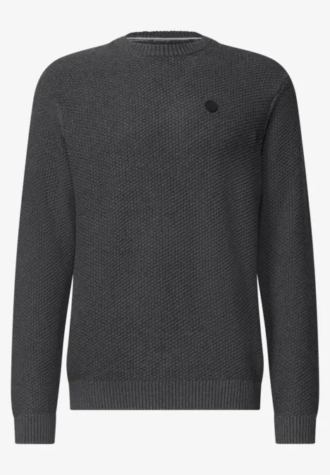Sweter o wyglądzie melanżowym z strukturą light anthra grey melangey Ciemnoszary sweter z okrągłym dekoltem i strukturalnym splotem.