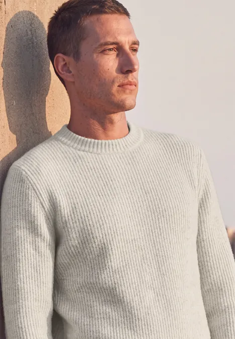 Pullover mit Rundhals und Wollanteil frost beige